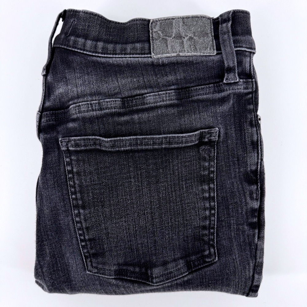 Madewell Mid-Rise Kick Out Jeans 31T Tall Black Faded Stretch Slim Flare Denim